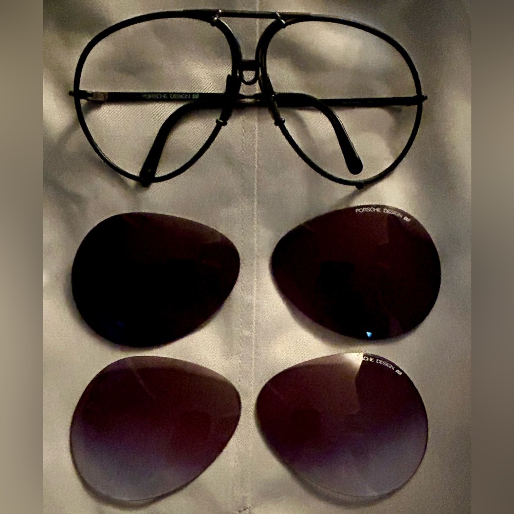 Porsche Carrera Sunglasses, matte black. Two sets of lenses, no scratches.